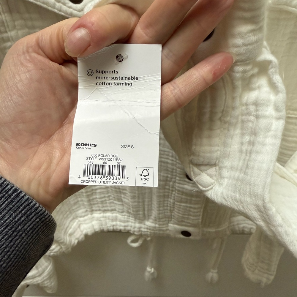 NWT Sonoma lightweight cropped utility jacket w/ snaps and tie waist in size S. - Picture 8 of 9